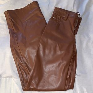 Bershka Wide Leg Faux Leather Pant